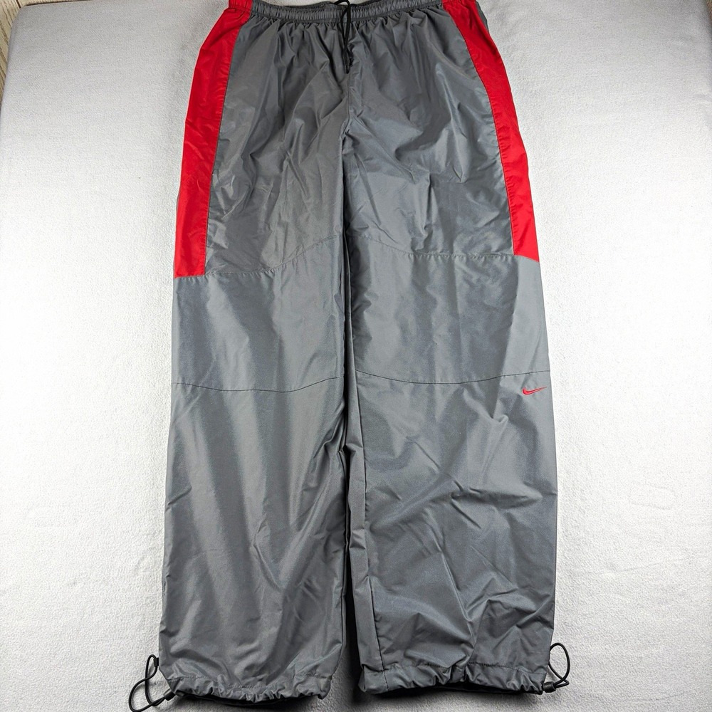 Nike Vintage 2001 Windbreaker Track Pants Gray Red Mesh Lined Y2K Men's XL